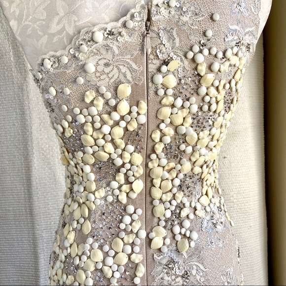 Vintage 4/6 Embellished Beaded Lace Formal Dress - Picture 3 of 8